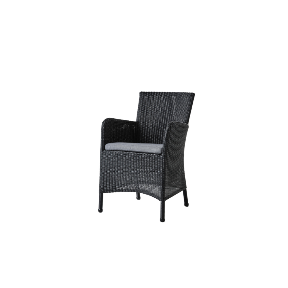 Boxhill's Hampsted Outdoor Dining Armchair Black Weave with Grey Cushion