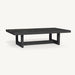 A sleek aluminum frame coffee table featuring a polished black ceramic table top, elegantly designed for modern outdooor spaces.