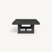 A contemporary rectangle aluminum frame coffee table showcasing a luxurious black ceramic top, ideal for enhancing any outdoor area.