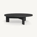 A stylish black aluminum coffee table with a round table top, perfect for contemporary home decor.