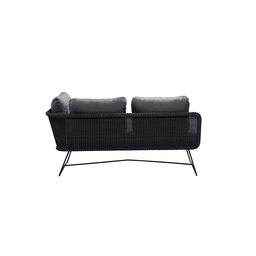 Boxhill's Horizon 2-Seater Outdoor Left Module Sofa Black with Grey Cushion back view