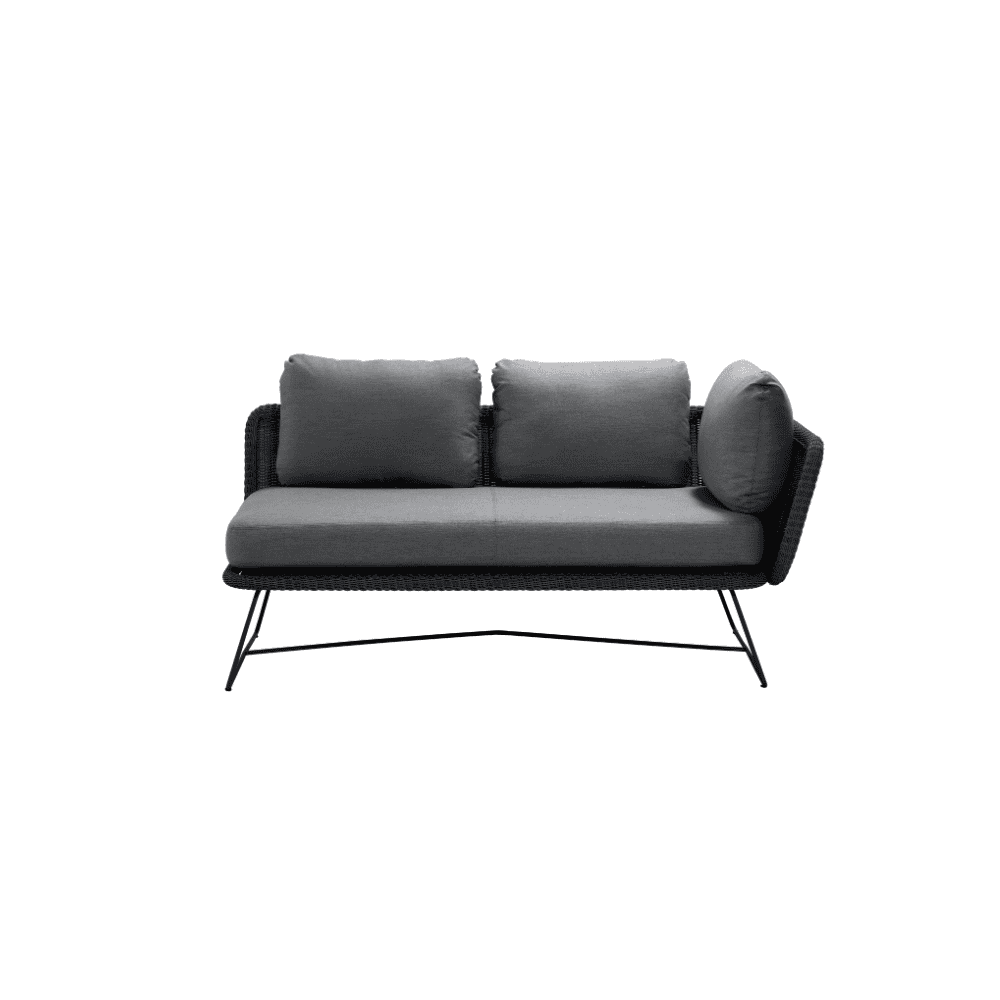 Boxhill's Horizon 2-Seater Outdoor Left Module Sofa Black with Grey Cushion front view
