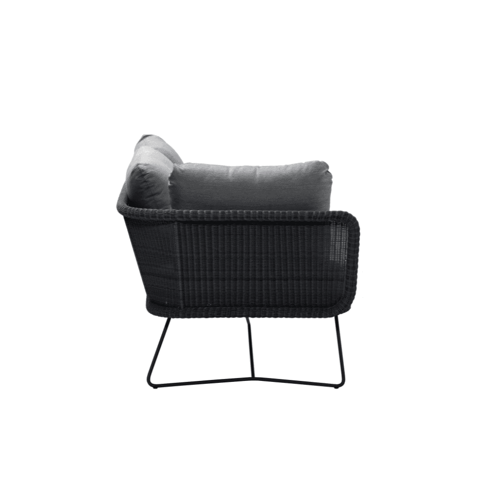  Boxhill's Horizon 2-Seater Outdoor Right Module Sofa Black with Grey Cushion right side view