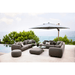 Boxhill's Hyde Luxe Tilt Aluminum Parasol | 3x3 m lifestyle image with Capture Module Sofa Collection at poolside