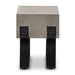 Gray square concrete outdoor side table or stool against white background