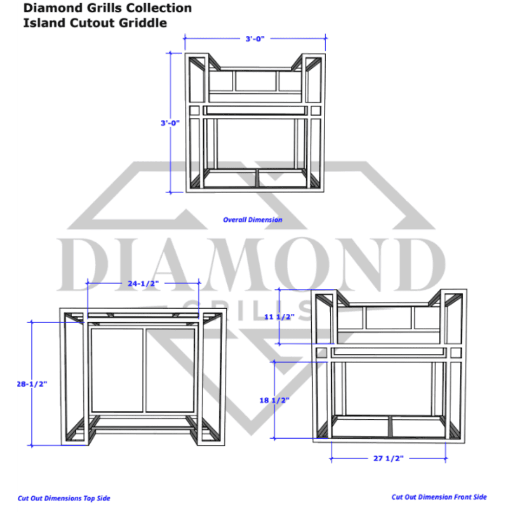 Diamond Stainless Outdoor Kitchen Kit 4 Island Cutout Griddle Specs