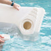  White in-pool chaise lounger being submerged in swimming pool.