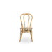 Natural rattan outdoor dining side chair featuring a woven wicker seat and double-loop backrest.