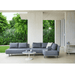 Boxhill's  Moments Outdoor Corner Module lifestyle image with 2-Seater Sofa Module and round coffee table at patio