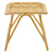 Natural rattan outdoor footstool in a light tan finish with an open slatted top.