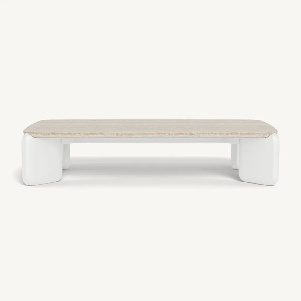 Aluminum White + Natural Travertine Top