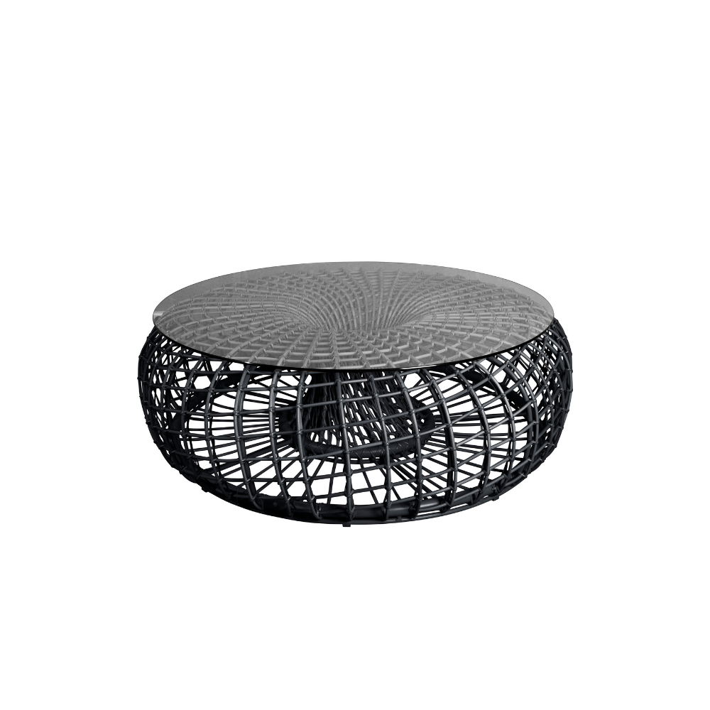 Boxhill's Nest Footstool/Coffee Table Outdoor Lava Grey with Table Top Safety Glass, Large