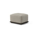 Square outdoor ottoman in beige fabric with aluminum base, compact design for versatile use