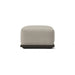 Square outdoor ottoman in beige fabric with aluminum base, compact and versatile design