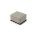Square outdoor ottoman in beige fabric with aluminum base, plush cushion, top view