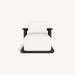 Rectangular outdoor chaise lounge with white cushion and black aluminum frame, fixed design
