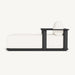 Rectangular outdoor chaise lounge in black aluminum base with white cushion, fixed design