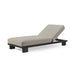 Rectangular outdoor chaise lounge in beige fabric with bronze aluminum base, adjustable backrest, front side view