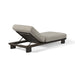 Rectangular outdoor chaise lounge in beige fabric with bronze aluminum base, adjustable backrest, rear side view