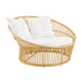 Natural rattan outdoor lounge chair with tempotest white canvas cushions
