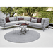 Boxhill's On-The-Move white, light grey and maroon outdoor round side table with light grey outdoor sectional sofa