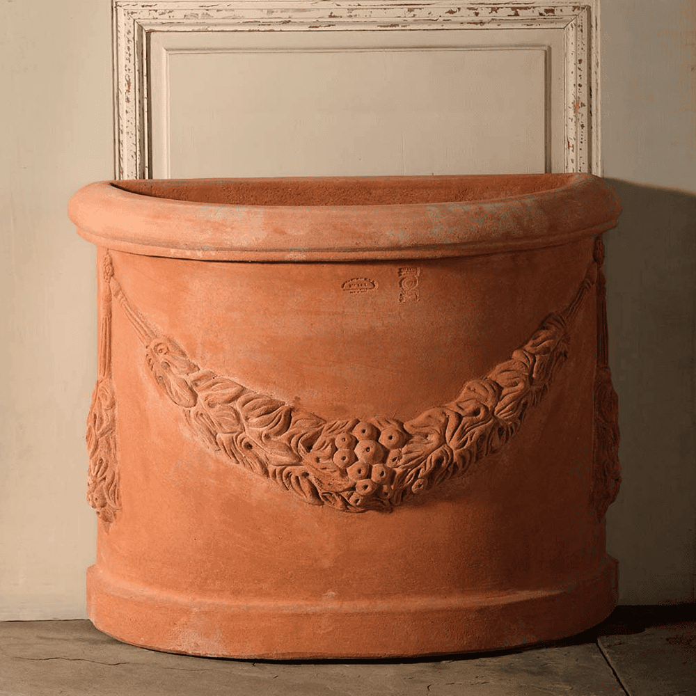 terracotta half plant pots Semicircle Wall Planter | Handmade Terra Cotta