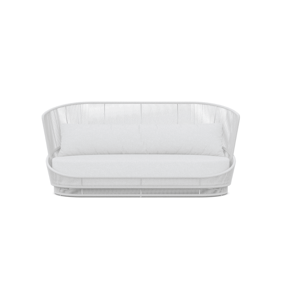 Boxhill's Palma 3 Seat Outdoor Sofa White Mist front view in white background