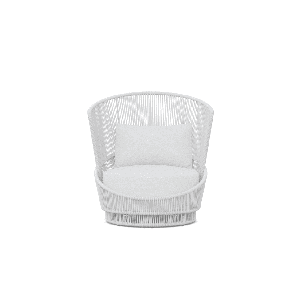 Boxhill's  Palma Outdoor Swivel Club Chair White Mist front view in white background