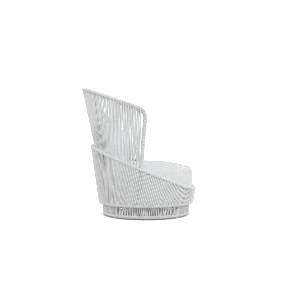 Boxhill's  Palma Outdoor Swivel Club Chair White Mist back side view in white background