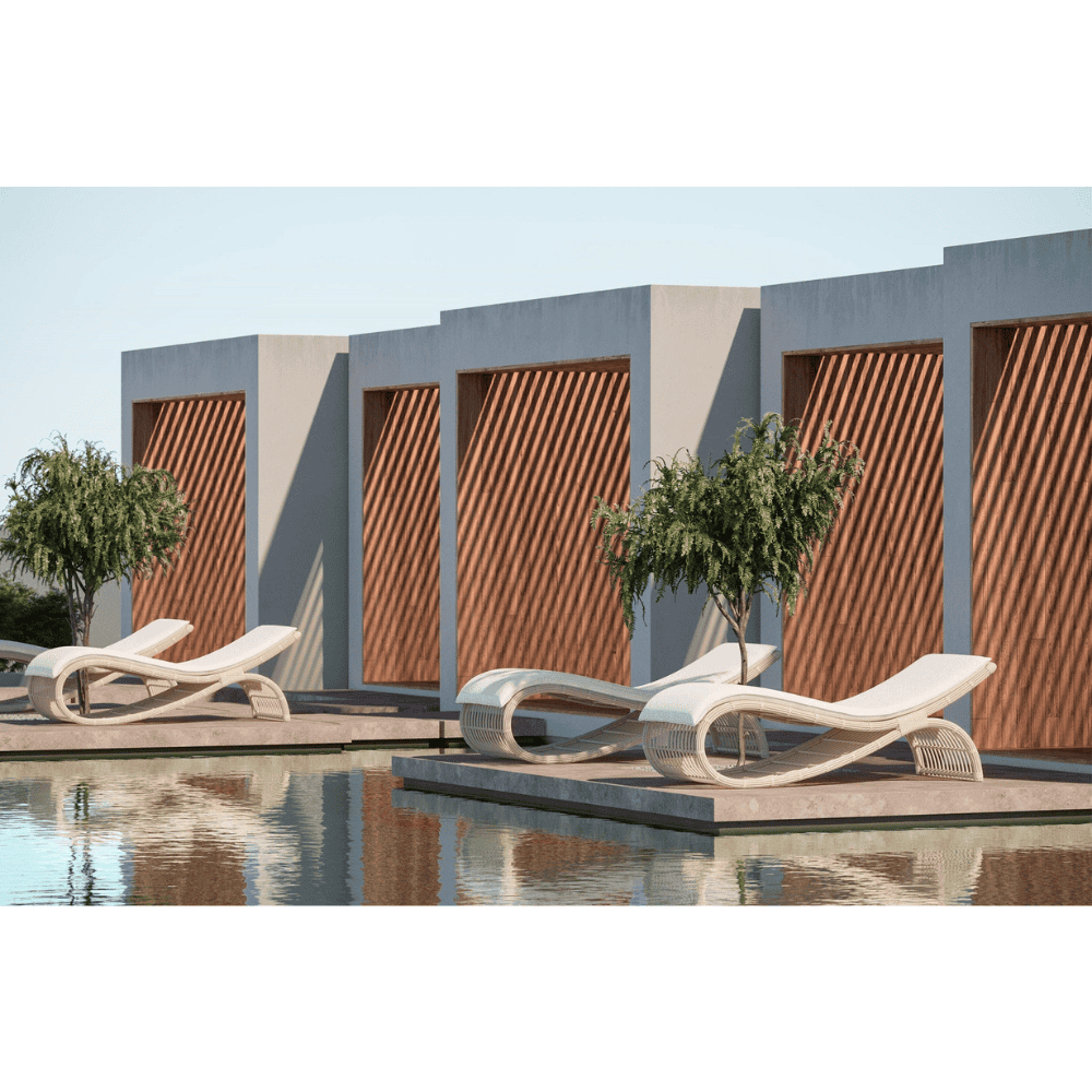 Boxhill's Paloma Waive Chaise Lounge lifestyle image at pool side