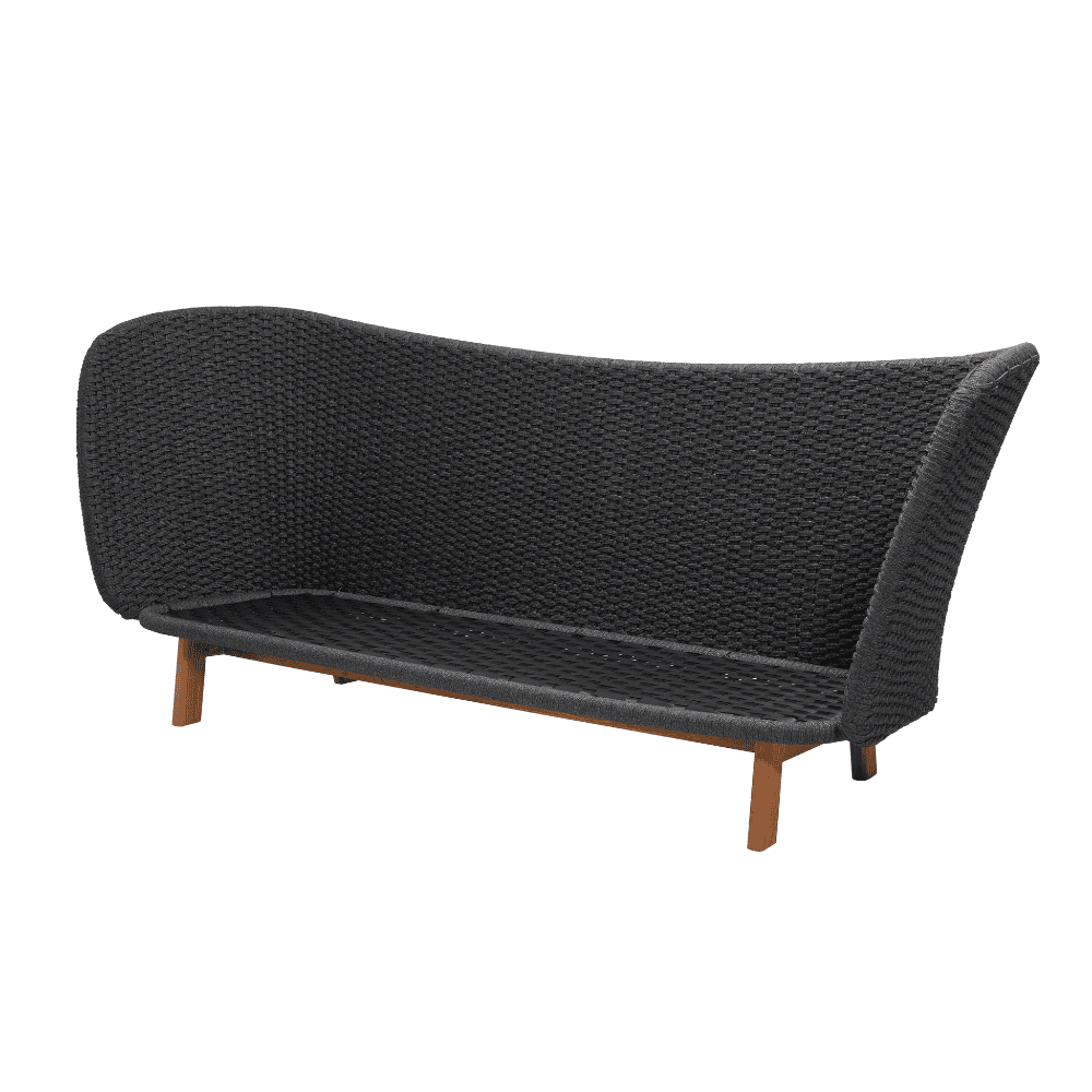 Boxhill's Peacock dark grey outdoor wing 3-seater sofa without a cushion on white background