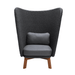 Boxhill's Peacock dark grey outdoor wing highback chair with grey cushion front view on white background
