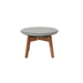 Boxhill's Peacock grey weave outdoor footstool/side table with teak legs with glass top on white background