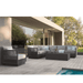 Boxhill's Porto Outdoor Sectional Sofa Charcoal lifestyle image with Porto Club Chair and Porto Coffee Table