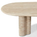 Porto Travertine Pill Outdoor Dining Table 108" Close up view