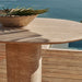 Porto Travertine Pill Outdoor Dining Table 108" Lifestyle
