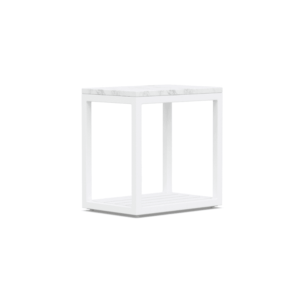 Boxhill's Seaview Outdoor Side Table White front side view in white background