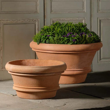 Italian Terracotta Artisan Squat Rolled Rim Vase lifestyle