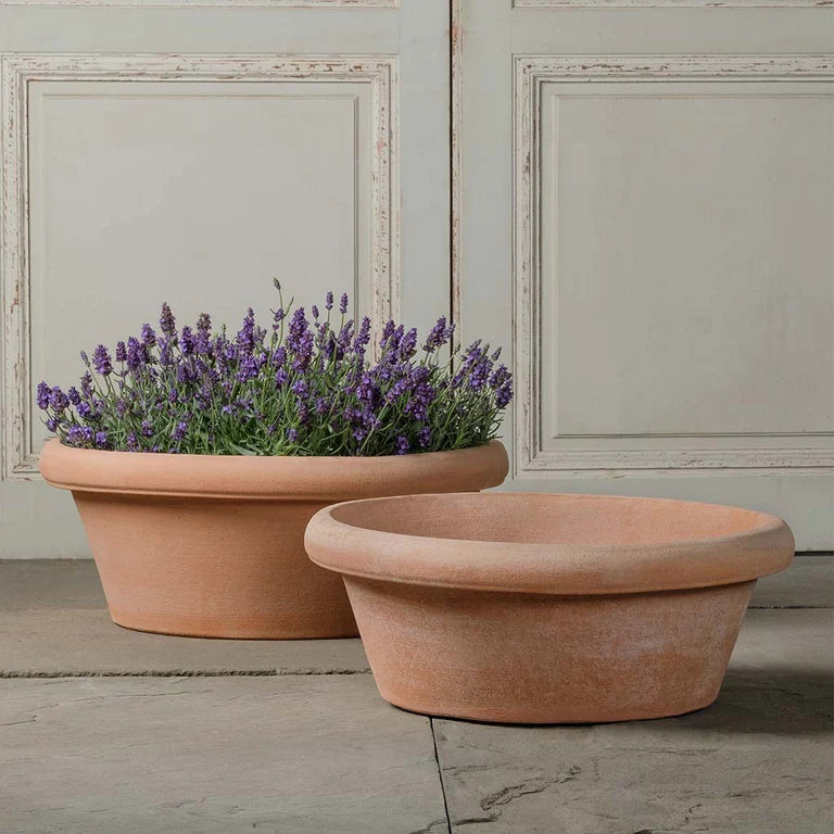 low wide plant pots Italian Terra Cotta Classic Outdoor Low Bowl