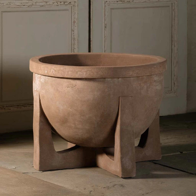 terracotta plant pot stands Naturale Bowl on Stand | Handmade Terra Cotta