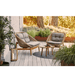 Boxhill's String light brown loung chair teak frame with String outdoor 2-seater sofa and teak side table placed in patio