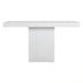 A white concrete counter table front view featuring a sleek rectangular base, designed for modern outdoor areas.
