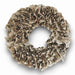 Handmade decorative beige lacquer wreath on a plain white background.