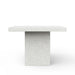 Square white concrete outdoor bar table with speckled texture on a white background