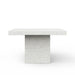Square white speckled concrete outdoor counter table against a white background