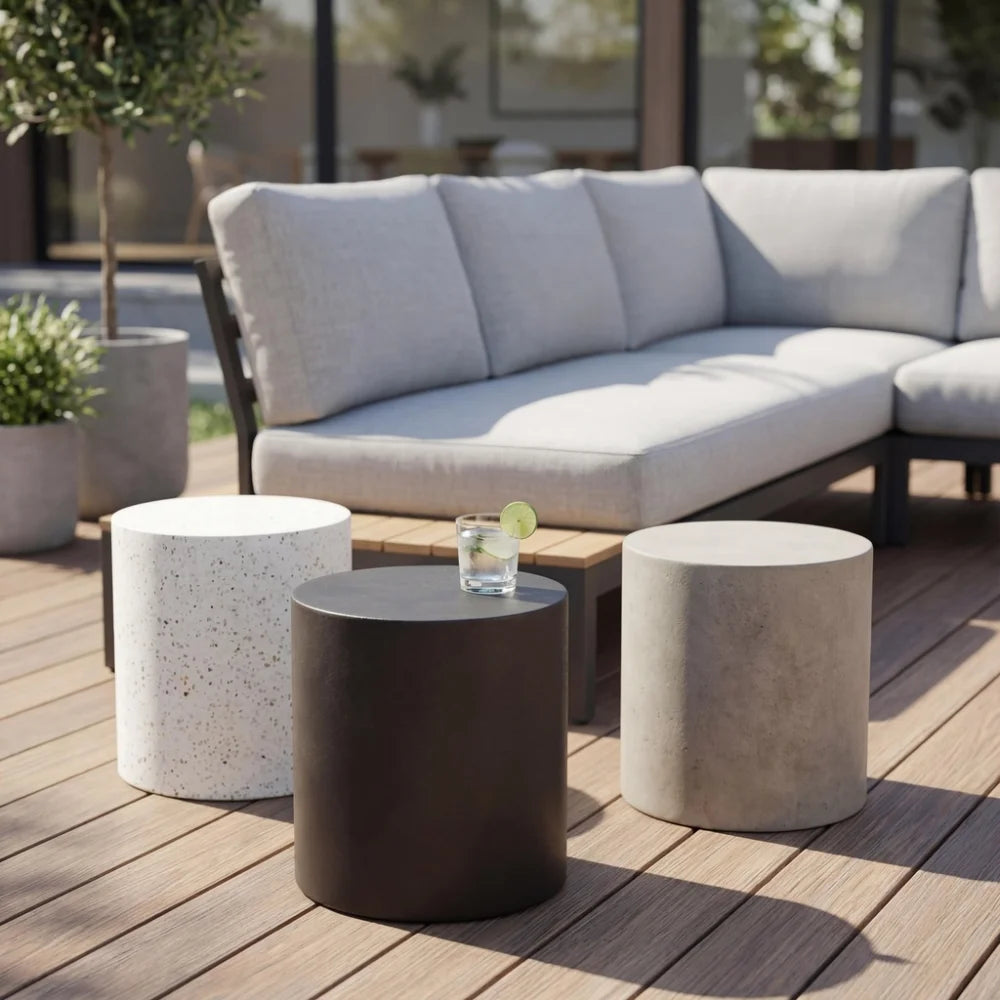 Mixx Una Concrete Pedestal Side Table (Single)