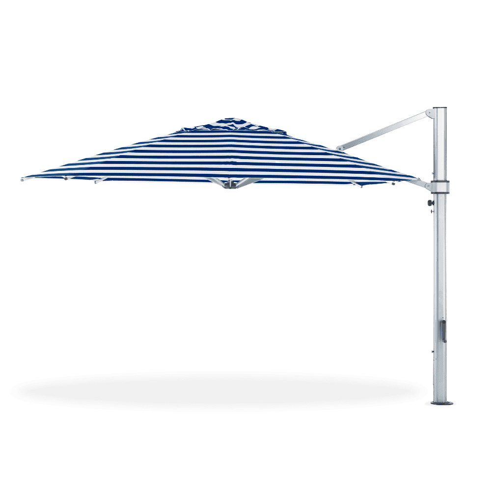 blue and white striped cantilever patio umbrella Veil Cantilever Outdoor Umbrella