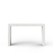 Modern white speckled concrete outdoor console table on a white background