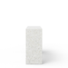 Side view of a white concrete outdoor console table with speckled surface on a white background