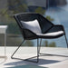 Boxhill's Breeze Outdoor Lounge Chair Black lifestyle image with white cushion
